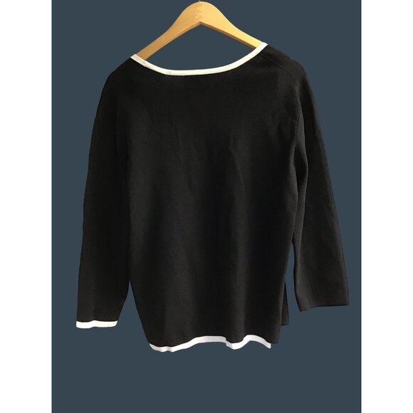 CHICO'S- WOMENS BLACK PULLOVER LONG SLEEVE SHIRT SIZE SMALL - Picture 2 of 6